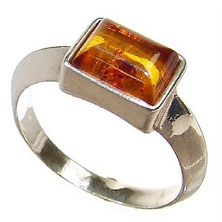                       CEYLONMINE- Amber Silver Ring For Astrological Purpose Original IGI Amber Amber Finger Ring for unisex                                              