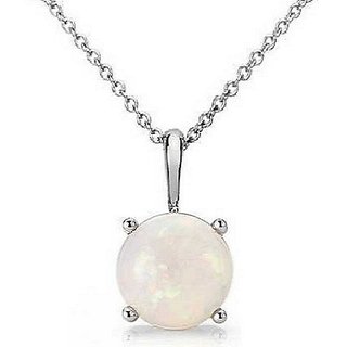                       CEYLONMINE  original opal pendant unheated & certified gemstone opal pendant 7.25 ratti silver plated pendant for unisex                                              