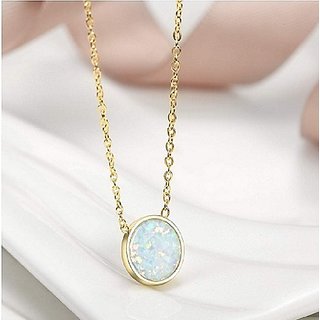                       CEYLONMINE- Certified  opal stone locket natural gemstone Gold Plated Stylish pendant 5.25 ratti for Astrological Purpose                                              