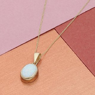                       CEYLONMINE - Lab Certified stone Opal 7.25 Ratti gold Plalted Pendant Unheated & Untreated astrological Stone Opal Pendant For Unisex                                              
