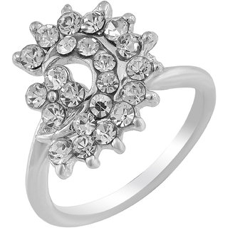                       Missmister Silver Plated American Diamond Fashion Finger Ring Women Stylish                                              