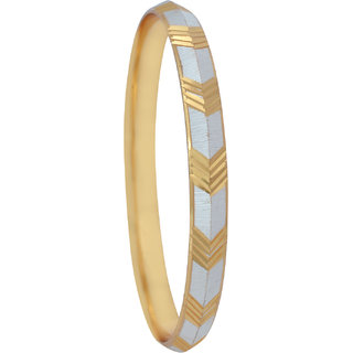                       Missmister Silver And Gold Finish Dual Tone Arrow Design Brass Bangle Cuff Kada Fashion Jewellery For Men And Women                                              