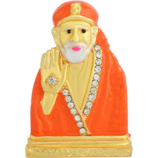                       Missmister Gold Plated Shirdi Sai Baba Idol Stand Puja Article Home Decor                                              