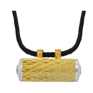                       Missmister Yellow And White Gold Plated Brass, Two Colour Tone, Openable Drum Shape Taviz, Tabeez, Pendant For Good Luck                                              
