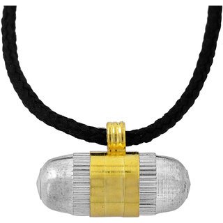                       Missmister Yellow And White Gold Plated Brass, Two Colour Tone, Rounded Body, Small Size, Openable Cylindrical Drum Shape Taviz, Tabeez, Pendant For Good Luck                                              
