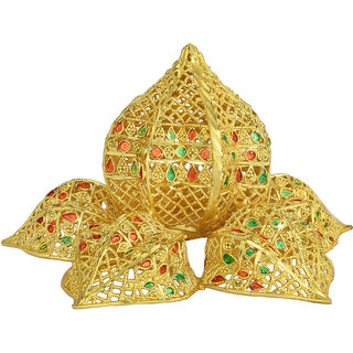                       Missmister Gold Plated Brass Light Weight, Meenakari, Hindu Jain Pooja Article, God Stand Handmade Religious Item.                                              