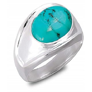 Ceylonmine- Natural Certified Turquoise(Firoza) Silver 7.25 Carat(8 Ratti) Gemstone Ring For Unisex