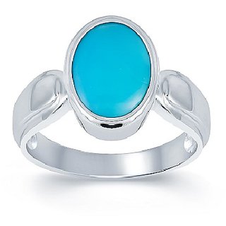                       Ceylonmine- Blue Turquoise Ring Firoza 6.5 Carat Stone Pure Silver Ring For Women & Men                                              