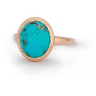                       Ceylonmine- Turquoise/Firoza 7.25 Ratti Stone Gold Plated Ring(Firoza Anguthi) Igi Turquoise Good Quality Stone Ring For Men & Women                                              