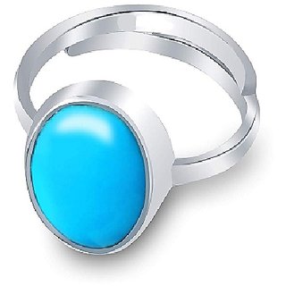                       Ceylonmine-Turquoise/Firoza 7.25 Ratti Stone Silver Ring(Firoza Anguthi) Igi Turquoise Good Quality Stone Ring For Men & Women                                              