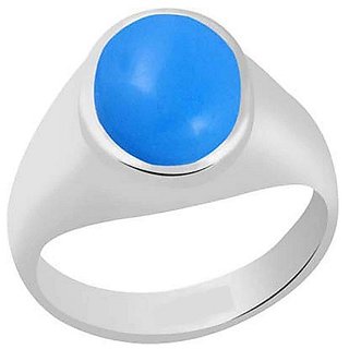                       Ceylonmine-Unheated & Untreated Gemstone Turquoise Silver Ring 7.5 Carat Gemstone Firoza Ring For Women & Men                                              