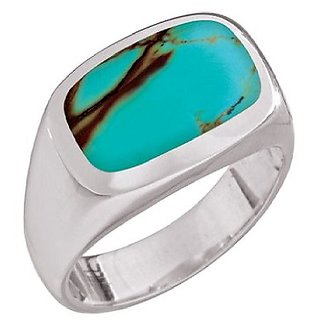                       Ceylonmine-Firoza 6.5 Carat Natural Stone Ring In Silver Original & Effective Igi Turquoise(Firoza) Adjustable Ring For Men& Women                                              