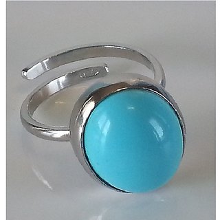                       Turquoise/Firoza 5.25 Ratti Stone 92.5 Sterling Silver Ring(Firoza Anguthi) Igi Turquoise Good Quality Stone Ring For Men & Women By Ceylonmine                                              
