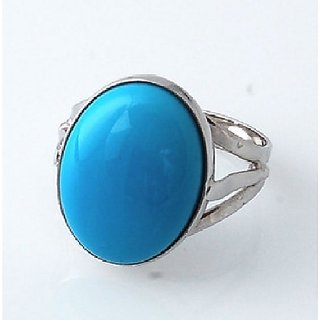                       Ceylonmine- 92.5 Sterling Silver Turquoise Firoza Ring Unheated  Original Gemstone 6.5 Carat Finger Pure Silver Ring For Unisex                                              