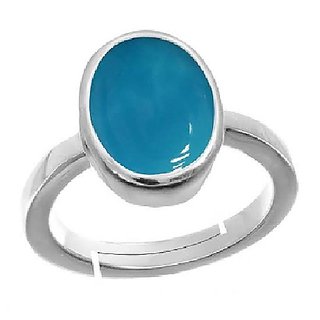                       Ceylonmine- Turquoise/Firoza 5.25 Ratti Stone 92.5 Sterling Silver Ring(Firoza Anguthi) Igi Turquoise Good Quality Stone Ring For Men & Women                                              