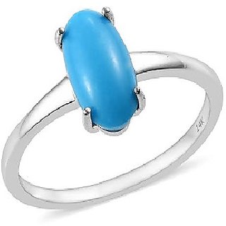                       Ceylonmine- 92.5 Sterling Silver Turquoise Firoza Ring Unheated & Original Gemstone 6.5 Carat Finger Pure Silver Ring For Unisex                                              