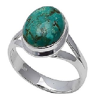                       Ceylonmine- 92.5 Sterling Silver Turquoise Firoza Ring Unheated & Original Gemstone 6.5 Carat Finger Pure Silver Ring For Unisex                                              