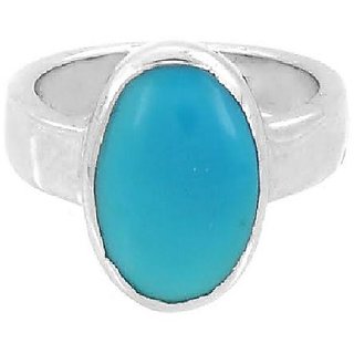                       Ceylonmine- Natural Firoza (Turquoise) Stone Silver Ring Lab Certified Turquoise 7.25 Carat Gemstone Ring For Unisex                                              