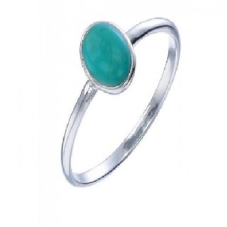                       Ceylonmine-Certified & Original 7.5 Ratti Turquoise Gemstone Silver Ring Good Quality & Genuine Stone Firoza Stone Ring For Unisex                                              