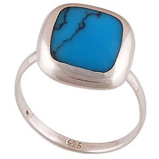                       Ceylonmine-Firoza 6.5 Carat Natural Stone Ring In Silver Original & Effective Igi Turquoise(Firoza) Adjustable Ring For Men& Women                                              
