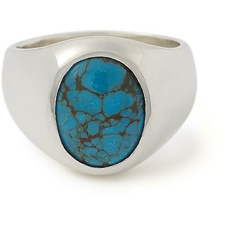                       Ceylonmine- Natural Certified Turquoise(Firoza) Sterling Silver 6.25 Carat Gemstone Ring For Unisex                                              
