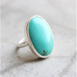                       Ceylonmine-Firoza 6.5 Carat Natural Stone Ring In Silver Original & Effective Igi Turquoise(Firoza) Adjustable Ring For Men& Women                                              