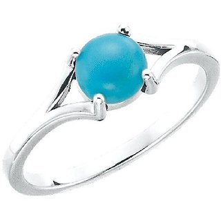 Ceylonmine- 92.5 Sterling Silver Turquoise Firoza Ring Unheated & Original Gemstone 6.5 Carat Finger Pure Silver Ring For Unisex