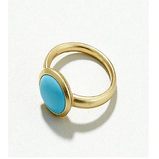                       Ceylonmine- Natural Firoza (Turquoise) Stone Gold Plated Ring Lab Certified Turquoise 9.25 Carat Gemstone Ring For Unisex                                              