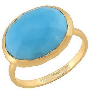                       Ceylonmine-Certified & Original 9.5 Ratti Turquoise Gemstone Gold Plated Ring Good Quality & Genuine Stone Firoza Stone Ring For Unisex                                              