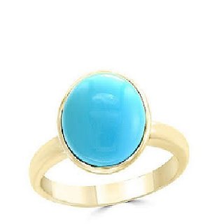                       Ceylonmine- Natural Firoza (Turquoise) Stone Gold Plated Ring Lab Certified Turquoise 9.25 Carat Gemstone Ring For Unisex                                              