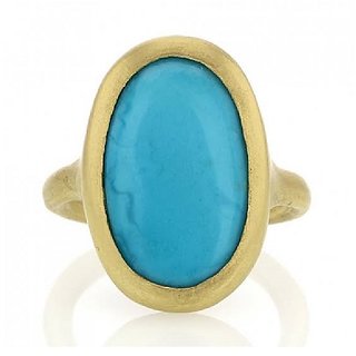                       Ceylonmine- Turquoise Firoza 9.5 Ratti Stone Panchdhatu(Gold Plated Ring) Adjustable Ring Igi Turquoise Gemstone Stylish Ring For Astrological Purpose                                              