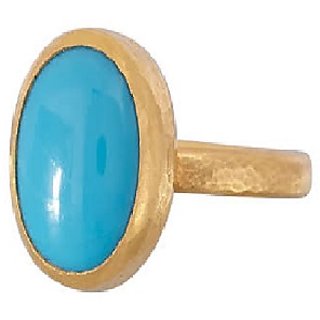                       Ceylonmine- 8.25 Carat Lab Certified Cultured Turquoise Gold Plated Adjustable Ring Firoza Gemstone Ring For Women & Men                                              