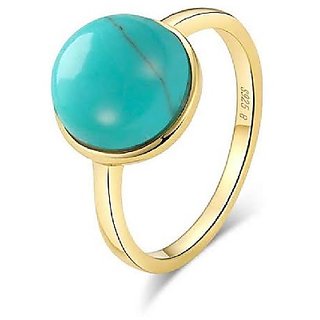                       Ceylonmine- Certified 8.25 Ratti Turquoise Ring In Panchdhatu/Gold Plated Good Quality & Lab Certified Firoza Adjustable Ring For Unisex                                              