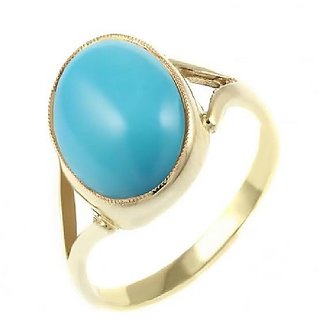                       Ceylonmine- Natural Firoza Stone Panchdhatu(Gold Plated) 8.5 Carat Gemstone Ring(Anguthi) Effective & Genuine Stone Turquoise(Firoza) Adjustable Men & Women Ring                                              