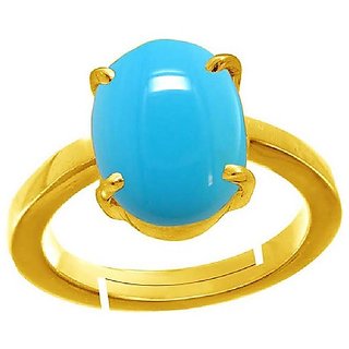                       Ceylonmine- Turquoise Stone Ring Natural & Original Stone 8.25 Carat Gold Plated Adjustable Designer Ring For Women & Men                                              