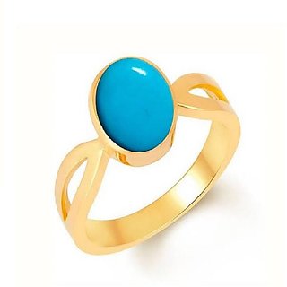                       Ceylonmine-Turquoise/Firoza 9.25 Ratti Stone Gold Plated Ring(Firoza Anguthi) Igi Turquoise Good Quality Stone Ring For Men & Women                                              