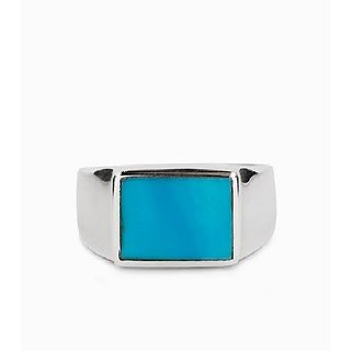                       Ceylonmine- Blue Turquoise Ring Firoza 7.5 Carat Stone Silver Ring For Women & Men                                              