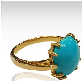                       Ceylonmine 9.25 Ratti Firoza Stone Ring Original & Lab Certified Stone Turquoise Stone Ring For Unisex                                              