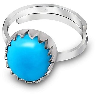                       Ceylonmine- Turquoise Firoza 8.25 Ratti Stone 92.5 Sterling Silver Adjustable Ring Igi Turquoise Gemstone Stylish Ring For Astrological Purpose                                              