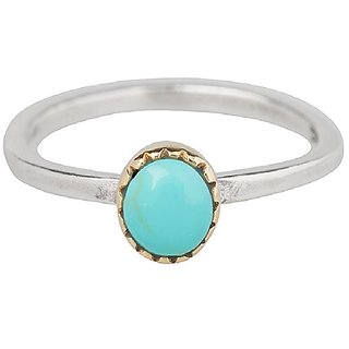                       Ceylonmine- 9.25 Carat(8 Ratti) Lab Certified Cultured Turquoise Silver Adjustable Ring Firoza Gemstone Ring For Women & Men                                              