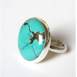                       Ceylonmine- Natural Certified Turquoise(Firoza) Sterling Silver 5.25 Carat Gemstone Ring For Unisex                                              