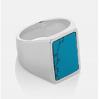                       Ceylonmine- Sterling Silver Turquoise(Firoza) Ring Semi- Precious Gemstone 8.25 Ratti Firoza Ring For Unisex                                              