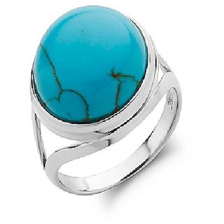                       Ceylonmine- Sterling Silver Turquoise(Firoza) Ring Semi- Precious Gemstone 9.25 Ratti Firoza Ring For Unisex                                              