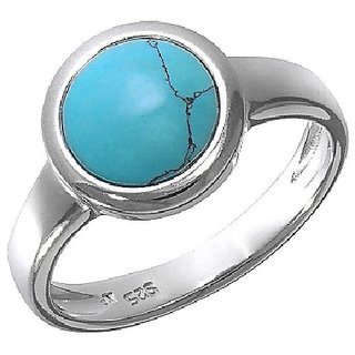                       Ceylonmine- Sterling Silver Turquoise(Firoza) Ring Semi- Precious Gemstone 8.25 Ratti Firoza Ring For Unisex                                              