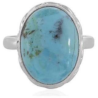                       Ceylonmine- Original 8.5 Carat Turquoise Firoza Blue Colour Original & Natural Stone Silver Gemstone Ring Certified Men & Women Firoza Ring For Astrological Purpose                                              