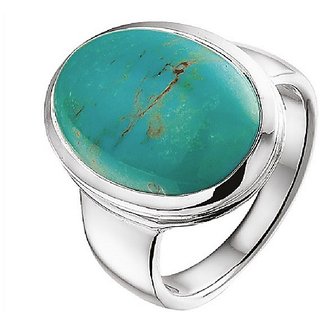                       Ceylonmine- 9.25 Carat Lab Certified Cultured Turquoise Pure Silver Adjustable Ring Firoza Gemstone Ring For Women & Men                                              
