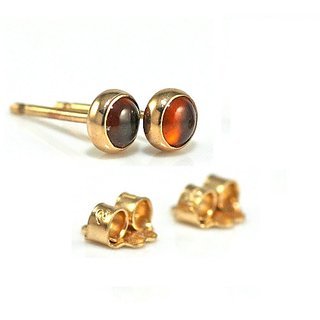 Ceylonmine- Igi Hessonite Stone Stud Earrings For Women & Girls Natural & Original Stone Gomed Stud Earrings For Astrological Purpose Ceylonmine- Igi Hessonite Stone Stud Earrings For Women & Girls Natural & Original Stone Gomed Stud Earrings For Astrological Purpose