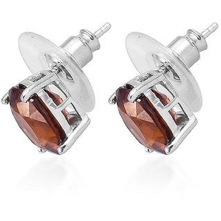                       Ceylonmine- Gomed/Hessonite Silver Earrings Lab Certified & Effective Gemstone Stud Earrings For Women                                              