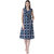 Texco Women Navy And Grey Checked Wrap Dress