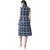 Texco Women Navy And Grey Checked Wrap Dress